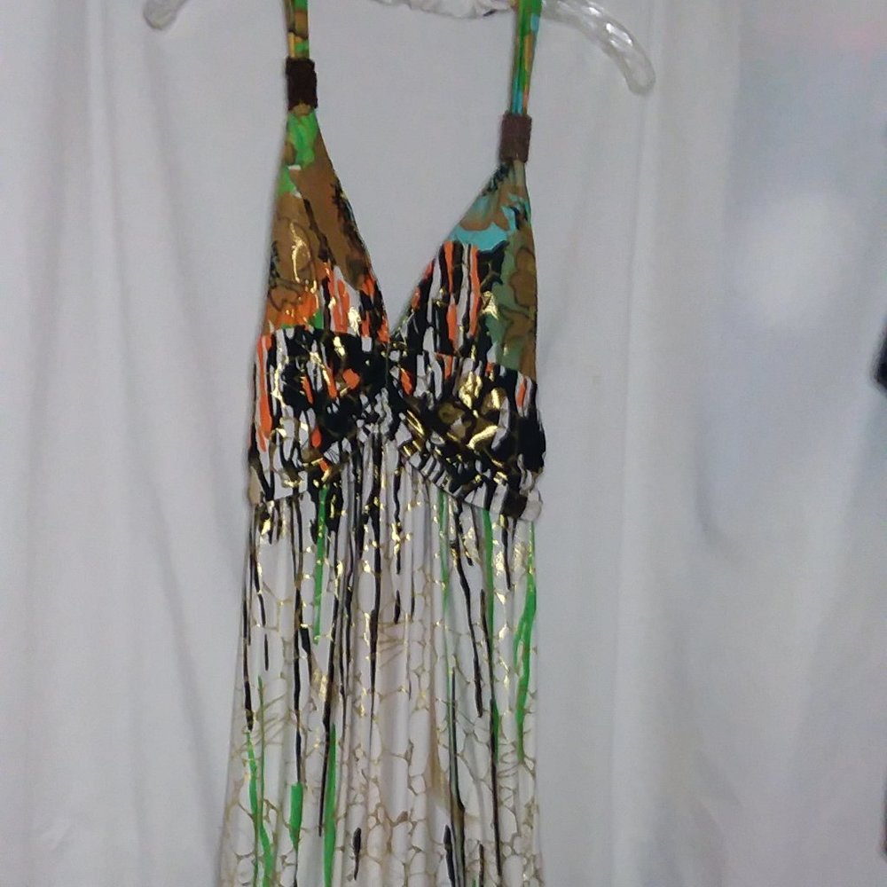 Colorz Womens Sz M Maxi Dress Abstract Elegance